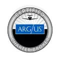 Argus Certified Charter Broker silver seal with blue logo and white text