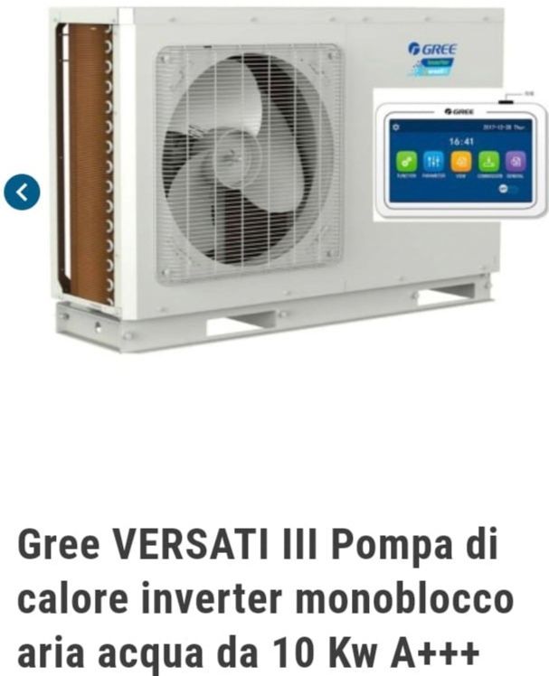 Unità pompa di calore Gree VERSATI III bianca con ventilatore e display touchscreen, classe energetica 10 kW A+++