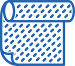 Blue stylized roll of paper towel or toilet paper with dotted texture icon
