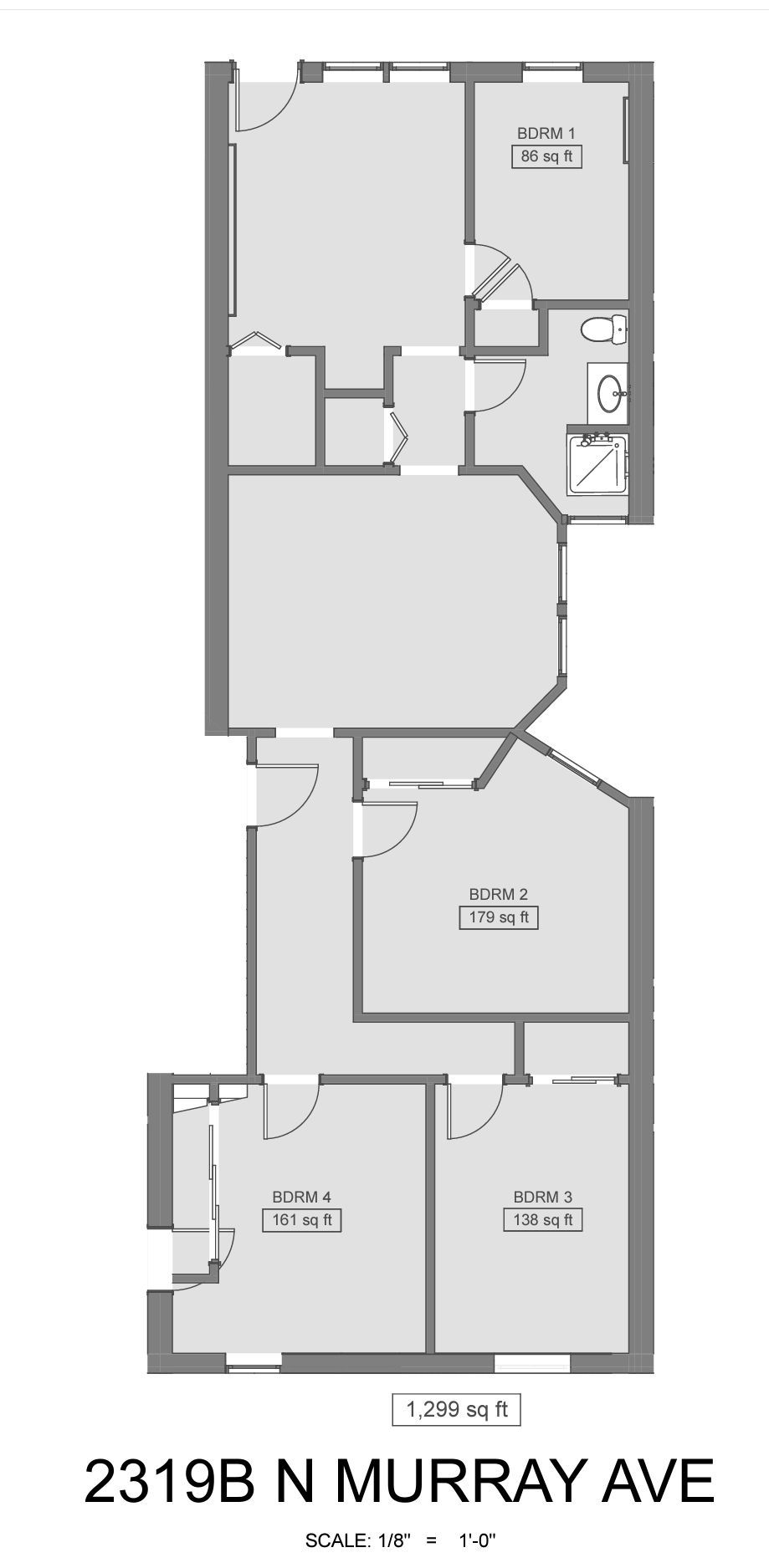 A black and white floor plan of a house on murray ave