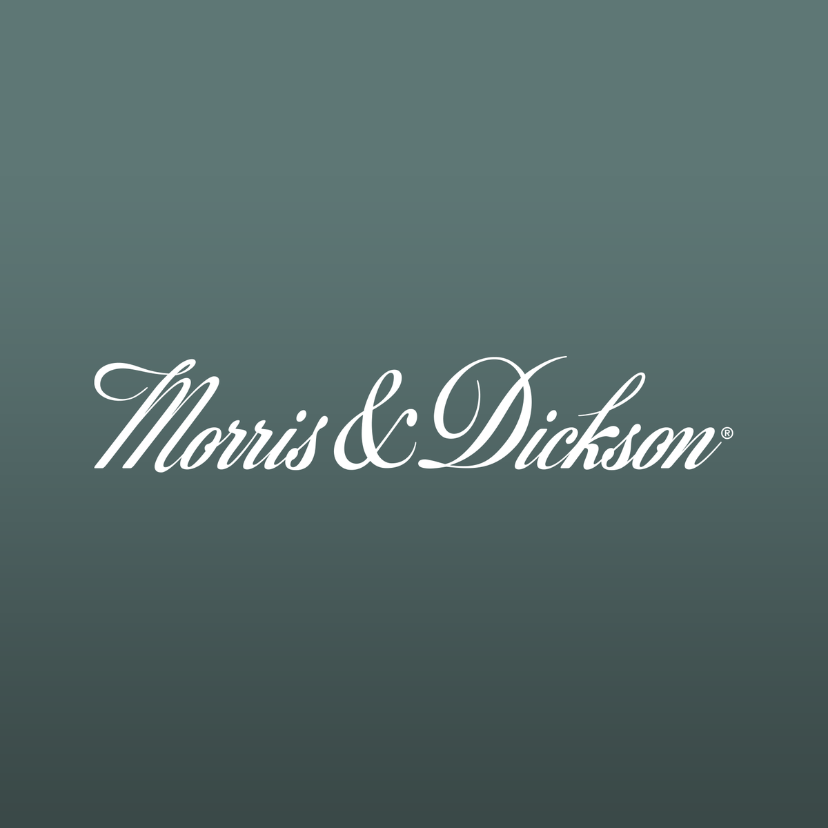 A morris & dickson logo on a dark blue background