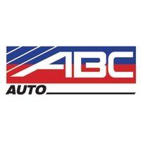 The logo for abc auto is red , white and blue.