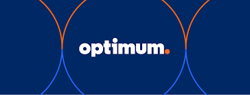 The optimum logo is on a blue background