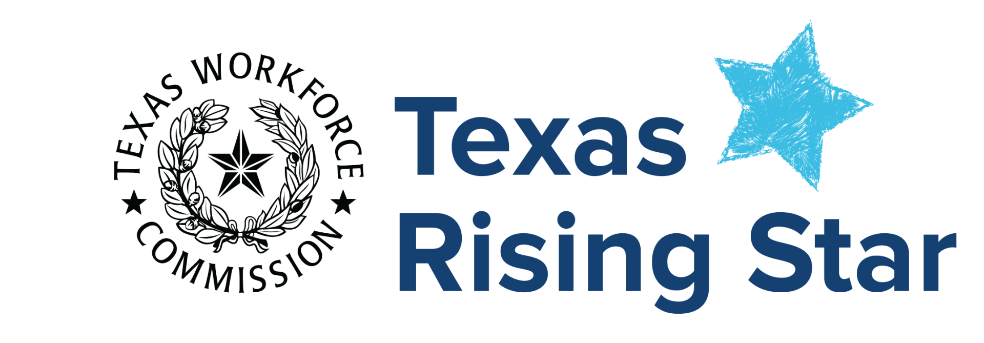 A logo for the texas workforce commission with a blue star