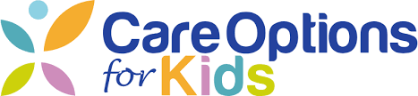 A colorful logo for care options for kids