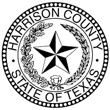 A black and white seal for harrison county state of texas
