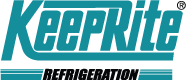 A blue and white logo for keeprite refrigeration