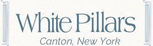 White Pillars logo with text,