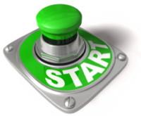 A green button with the word start written on it