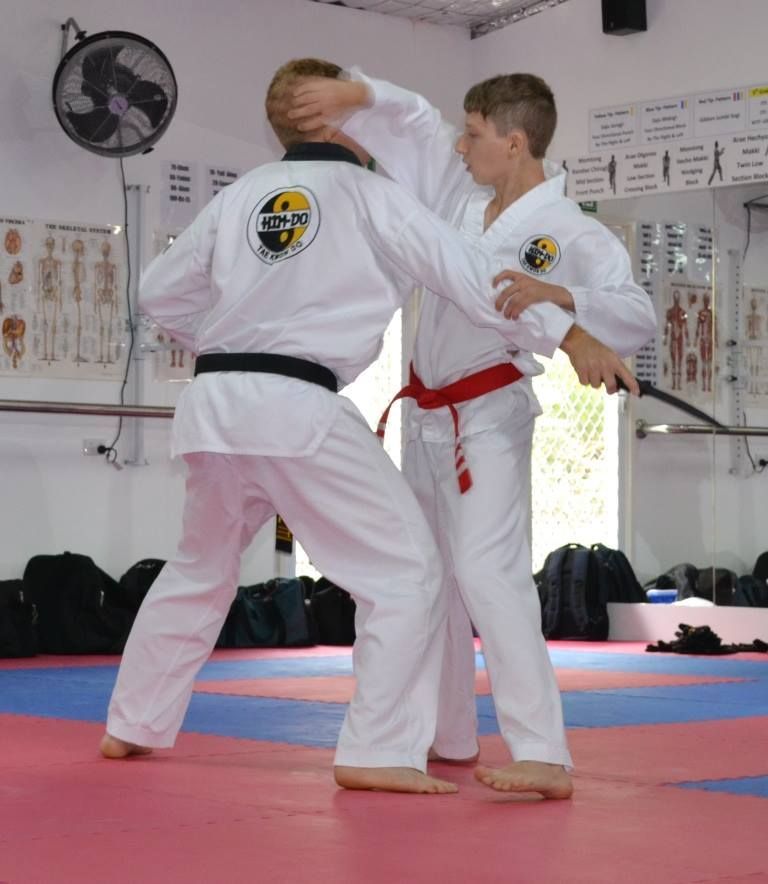 Two Boys Are Practicing Martial Arts — Him-Do Tae Kwon Do Academy In Salamander Bay, NSW