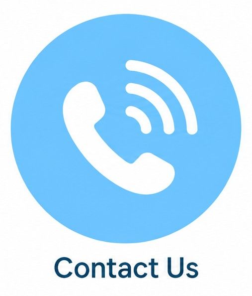 Blue phone icon with signal waves and the text 