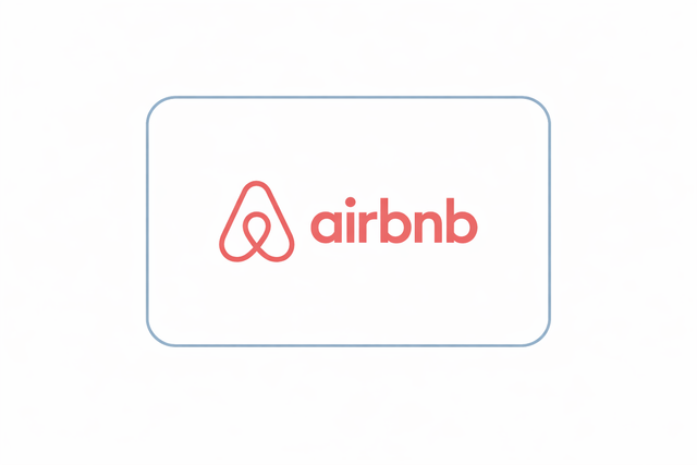 Airbnb logo in coral red on a white rounded rectangle