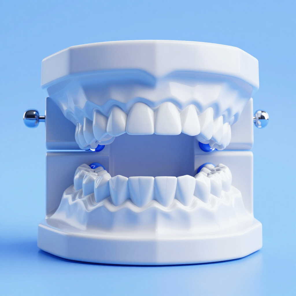 Protesi dentale a Torino: illustrazione 3D di una protesi rimovibile su modello di arcata dentale