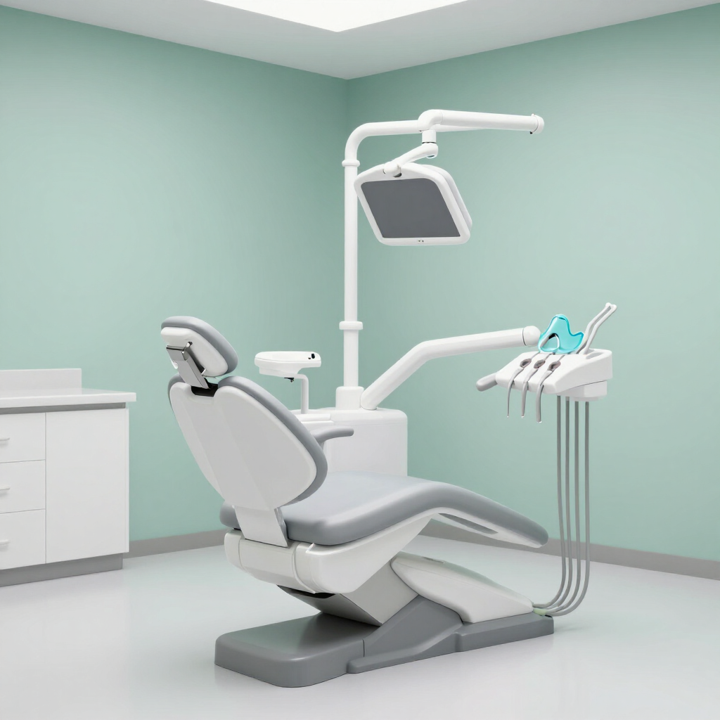Studio dentistico moderno con sedazione cosciente a Torino, illustrazione tridimensionale poltrona o