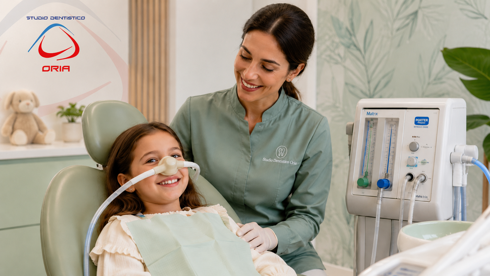 Sedazione cosciente con protossido d'azoto per bambini a Torino, in poltrona dal dentista