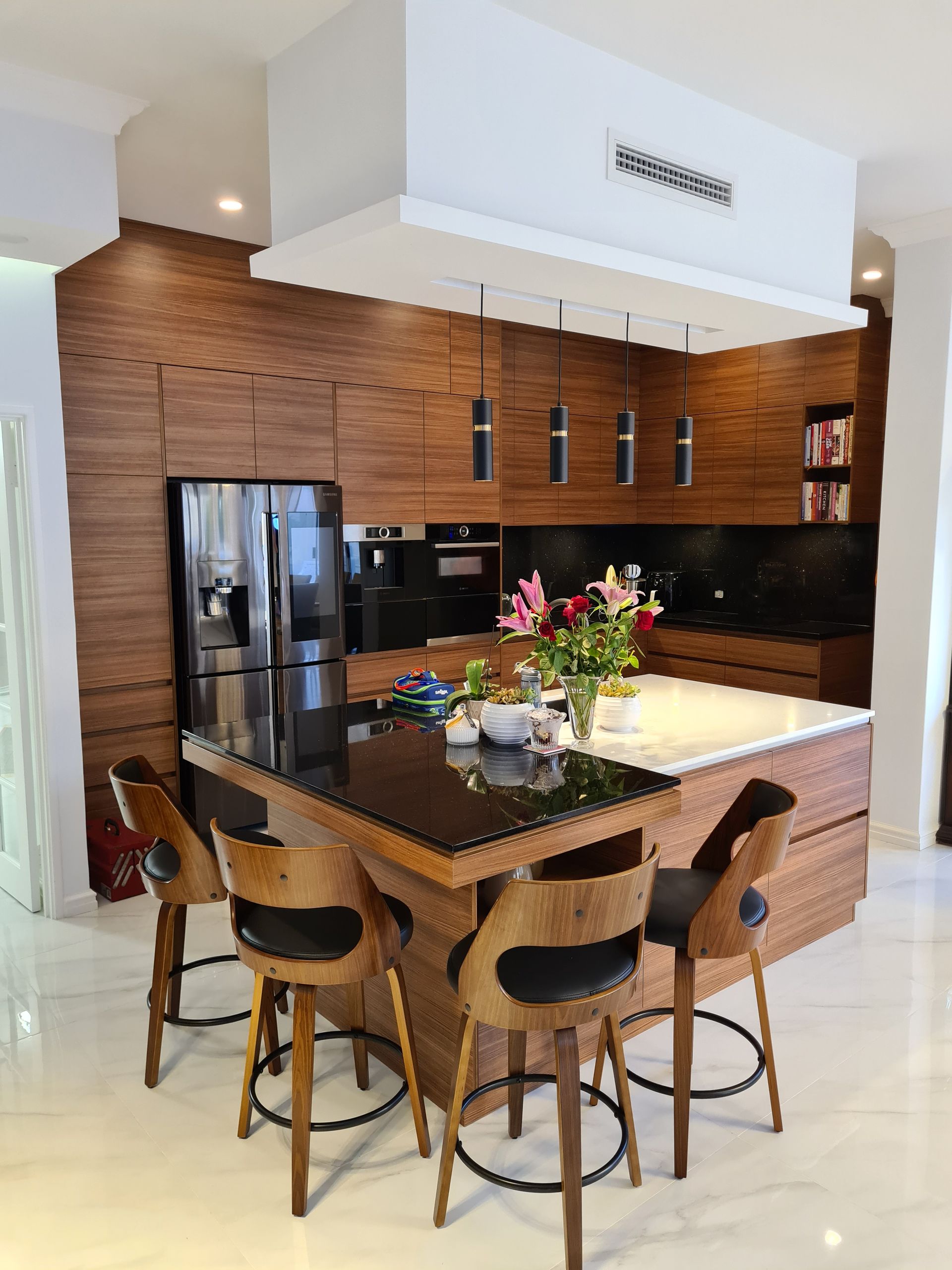 Modern kitchen installed in perth with dark oak finish.