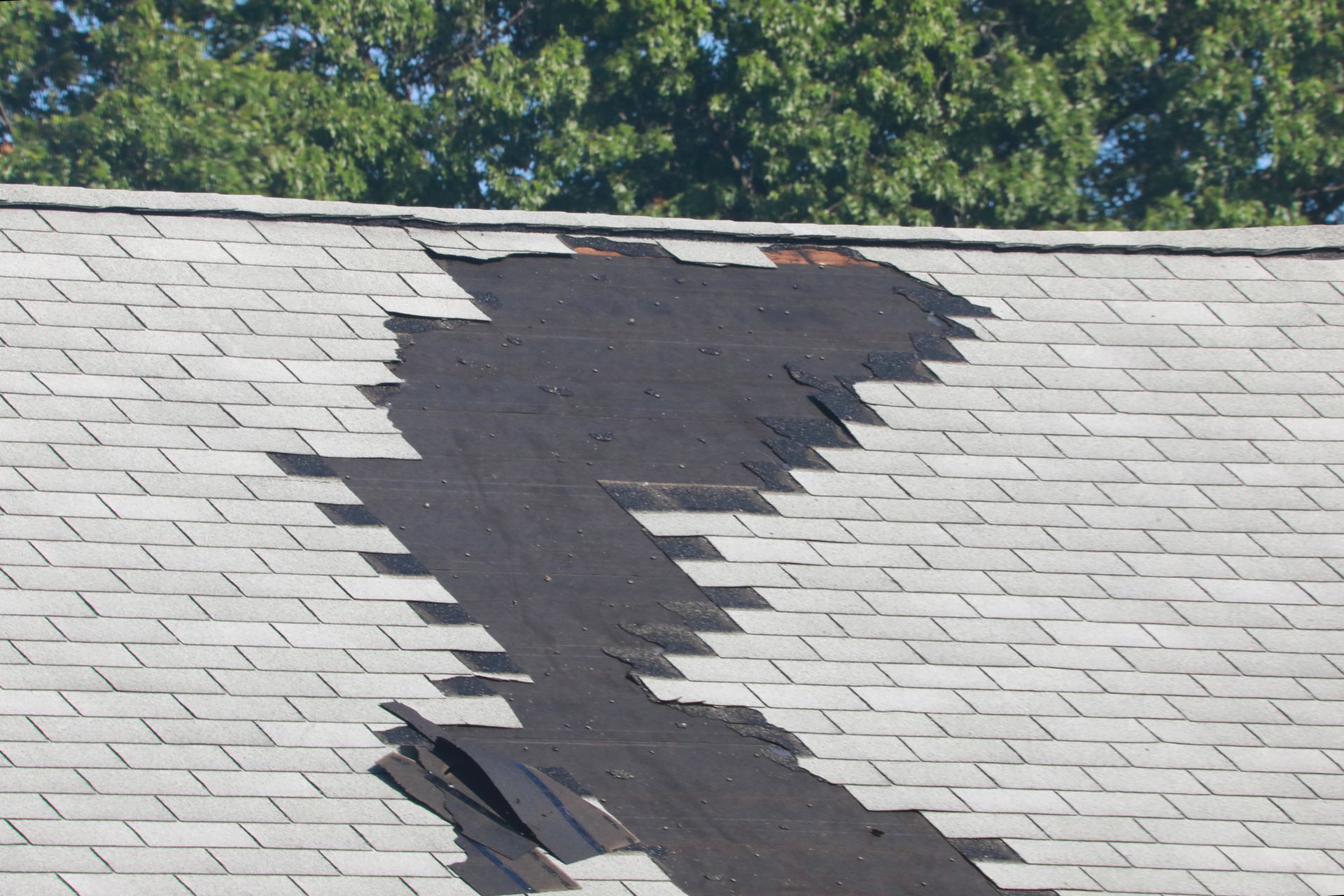 Storm damaged roof.