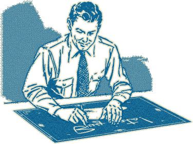 A man is sitting at a table writing on a piece of paper
