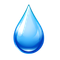 Glossy blue water droplet icon on a white background