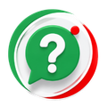 Green and red speech bubble icon with a white question mark in the center