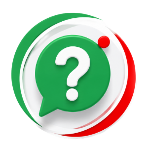 Green and red speech bubble icon with a white question mark in the center