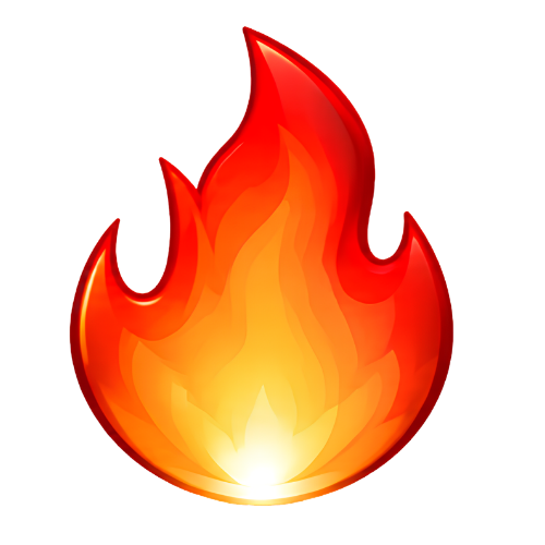 Red and orange flame icon with bright yellow center
