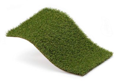 Groen kunstgrasmonster dat omhoog buigt.