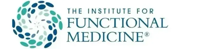 Logo of The Institute for Functional Medicine: a spiral design with blue/green dots, text to the right.
