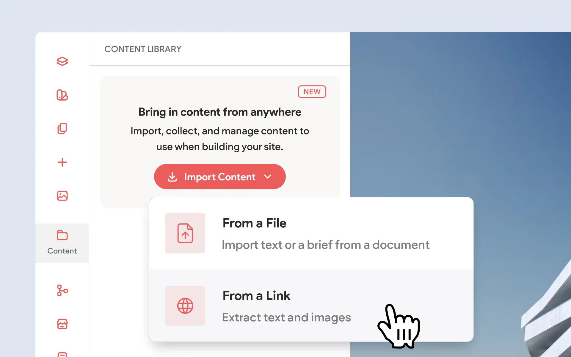 Choosing how to import content
