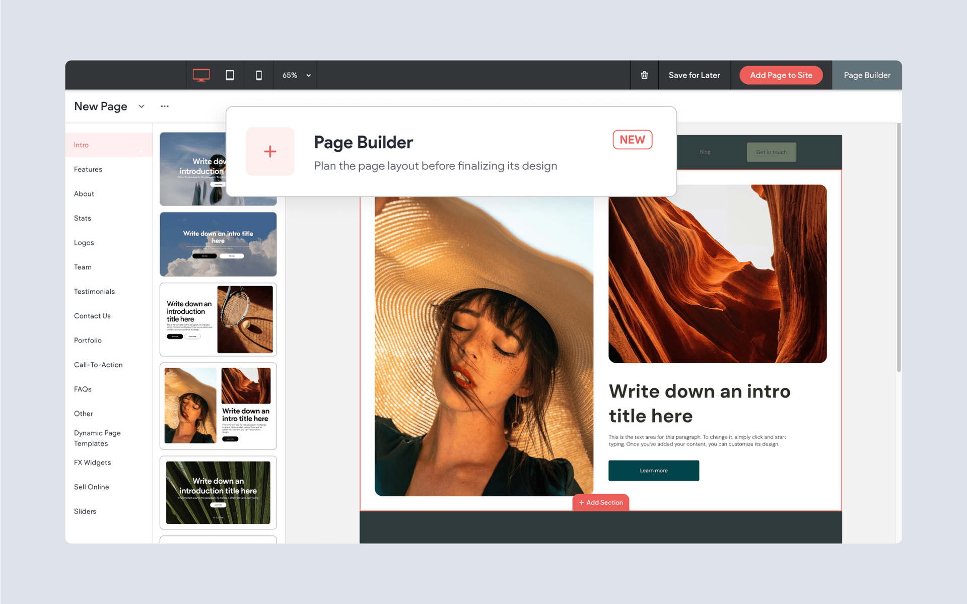 Mock up Pages Effortlessly with the New Page Builder