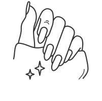 Minimalist line drawing of a person using a heart-shaped gua sha tool on their face against soft-colored abstract shapes.