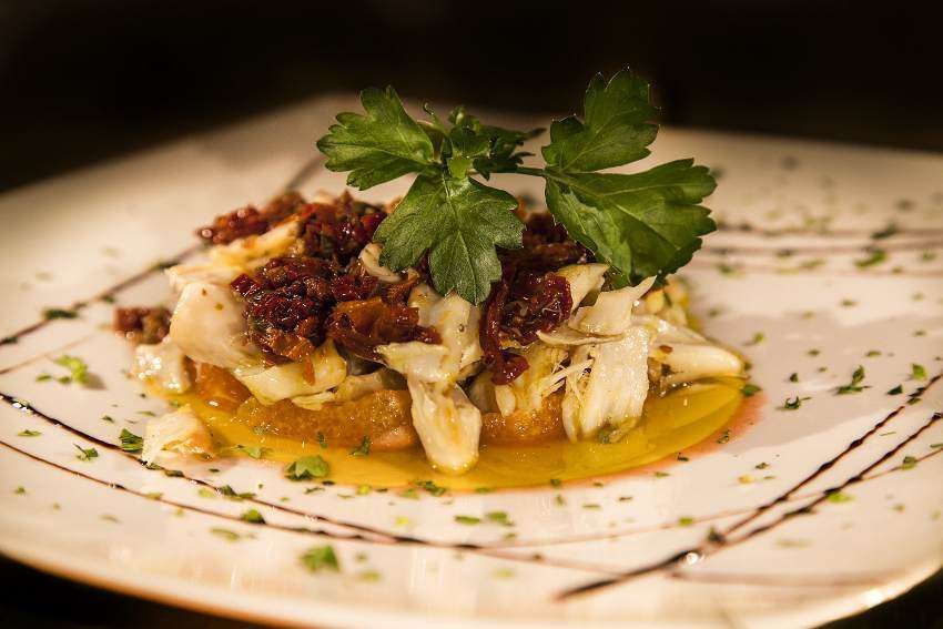 A close up of a plate of food on a table.