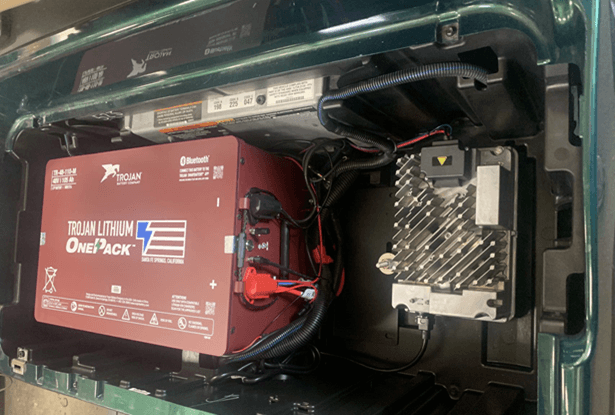 Red lithium battery labeled