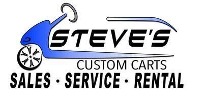 The logo for steve 's custom carts sales service and rental