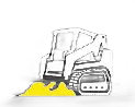 Yellow excavator loading dirt into a dump truck