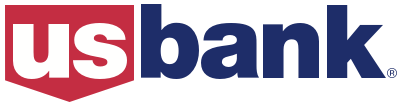The logo for us bank is red and blue and looks like a shield.