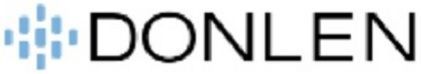 A close up of the word donlen on a white background