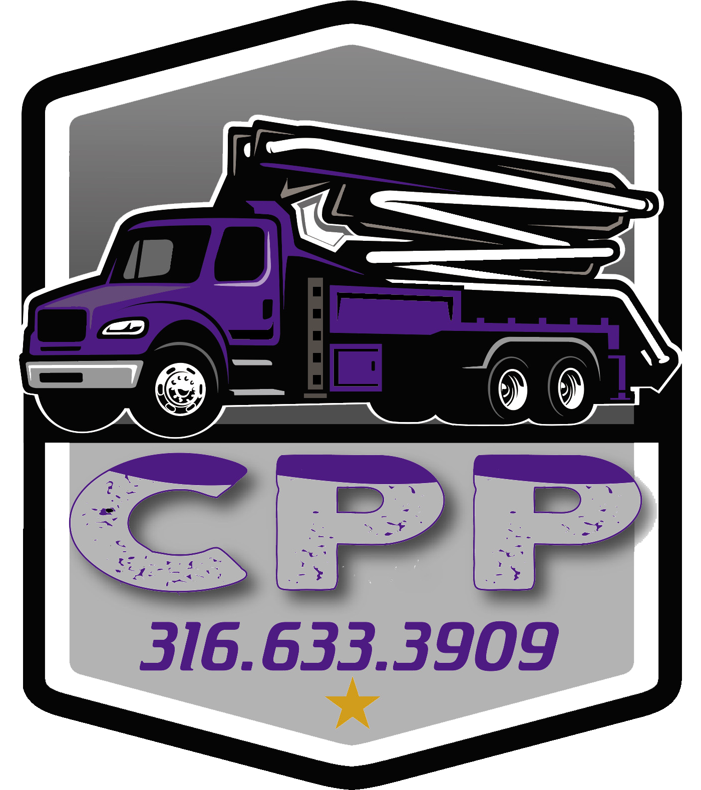 a logo for a company called cpp with a purple truck