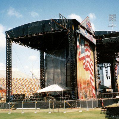 Stage fully tied down