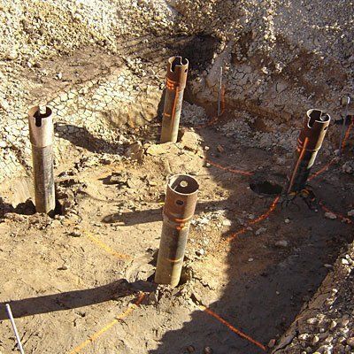 Four screw piles