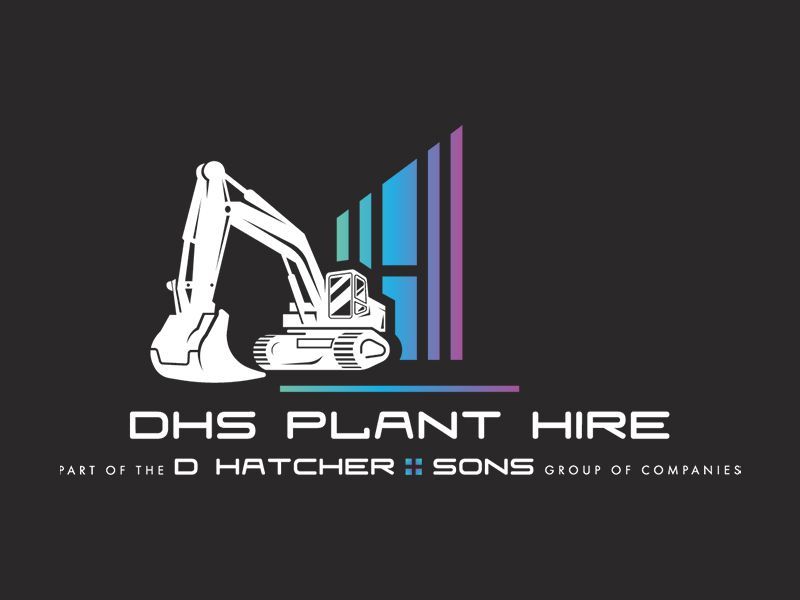DHS Plant  Hire Logo on a dark background