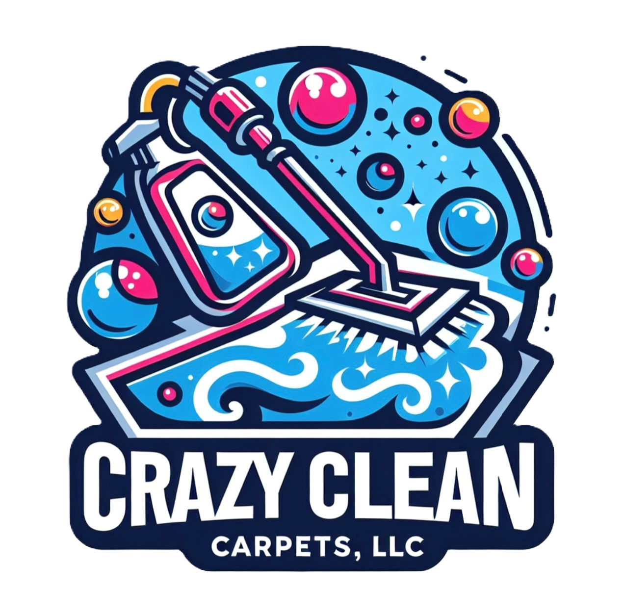 A colorful logo for crazy clean carpets , llc