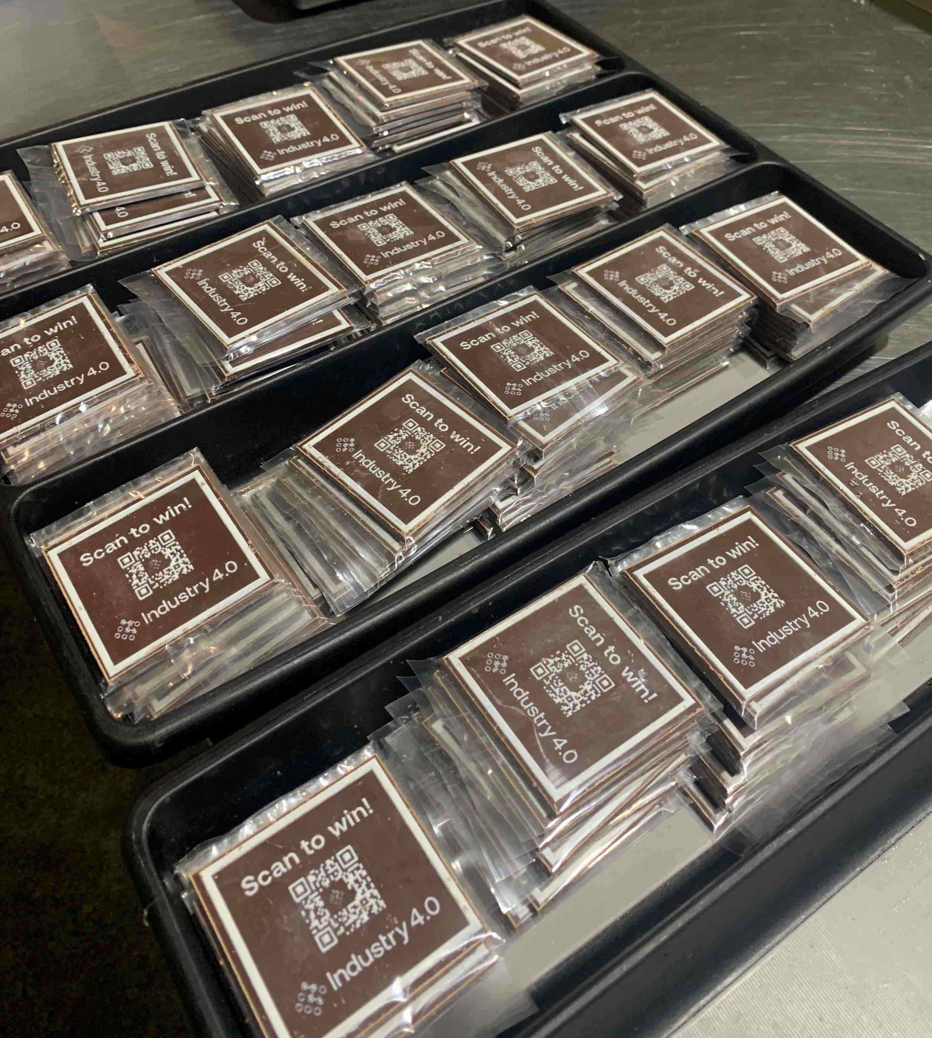 Logo embossed chocolates