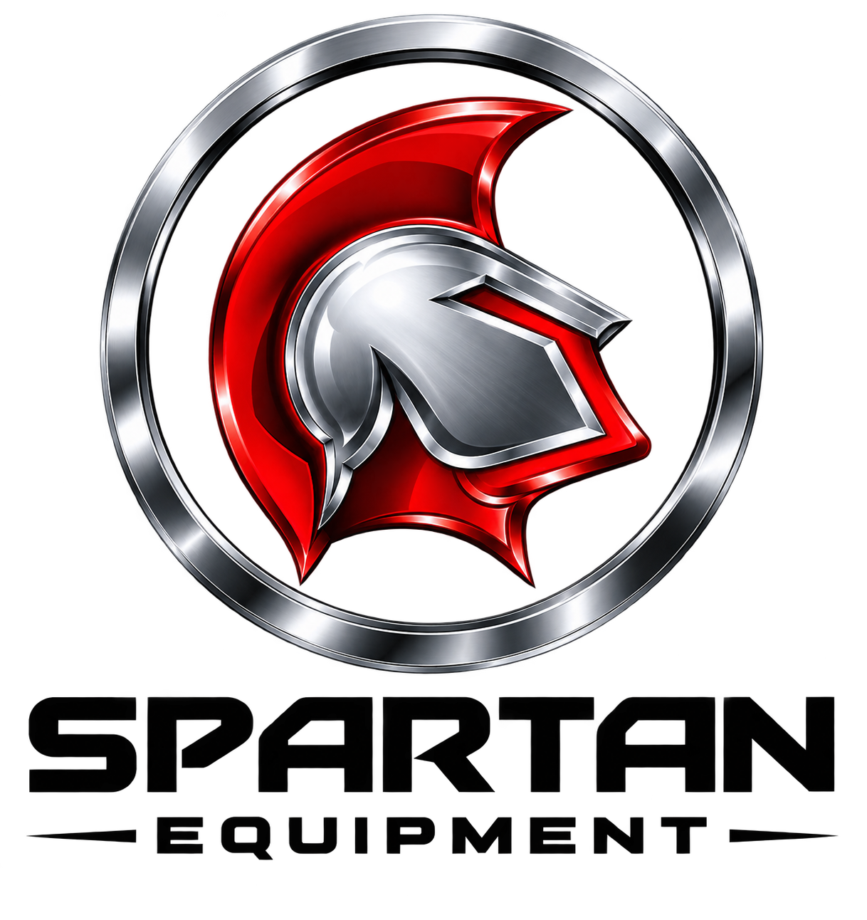 Spartan Equipment logo with red Spartan helmet icon on a black background