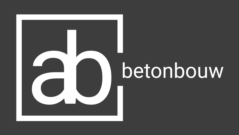 Logo van A&B Betonbouw met witte letters op een donkere achtergrond.