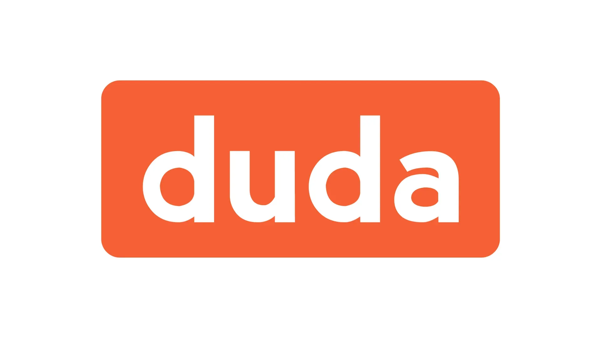 The duda logo is orange and white on a white background.