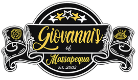Black-and-gold logo for “Giovanni’s Massepeia” with stars and decorative ribbons