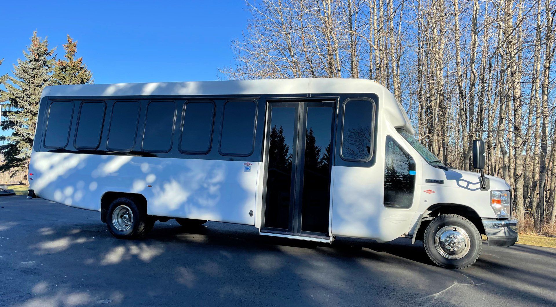 Limo To Go white 20 passenger Diamond Coach party limo bus