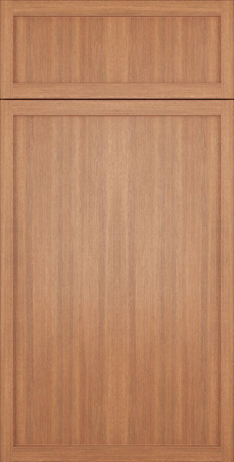 Wooden cabinet door with a light brown grain and simple rectangular panel design.