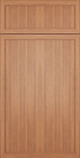 Wooden cabinet door with a light brown paneled finish